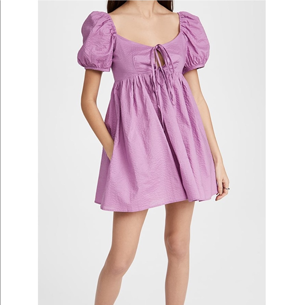 Ciao Lucia Lavender Puff-Sleeve Mini Dress
